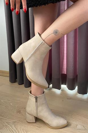 Kadın York Kırem Zümrüt Yandan Taşlı ( 6 cm ) Topuklu Sivri Burun Bot