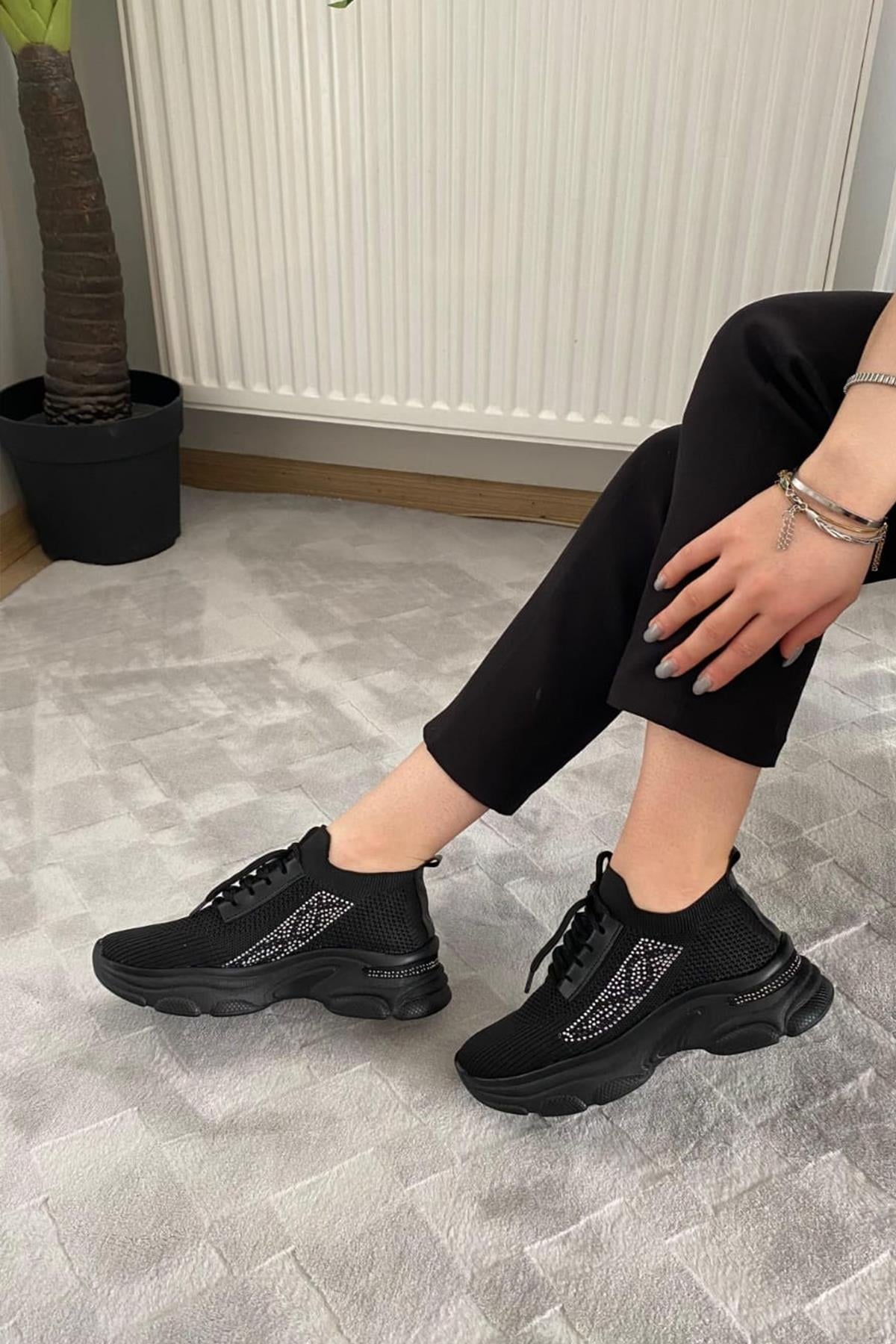 Kadın Fabri Triko Taşlı Spor Ayakkabı & Sneaker