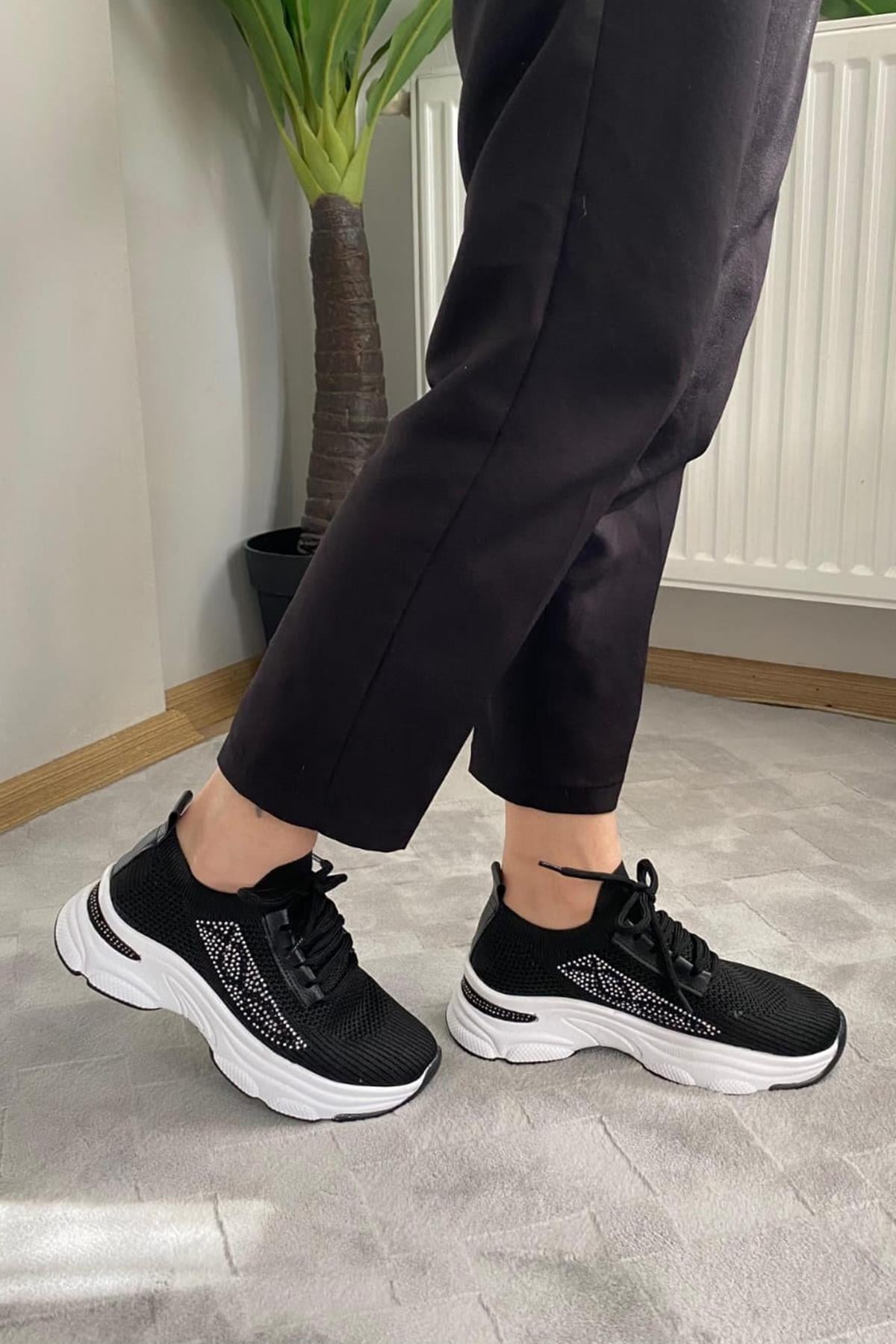 Kadın Fabri Triko Taşlı Spor Ayakkabı & Sneaker
