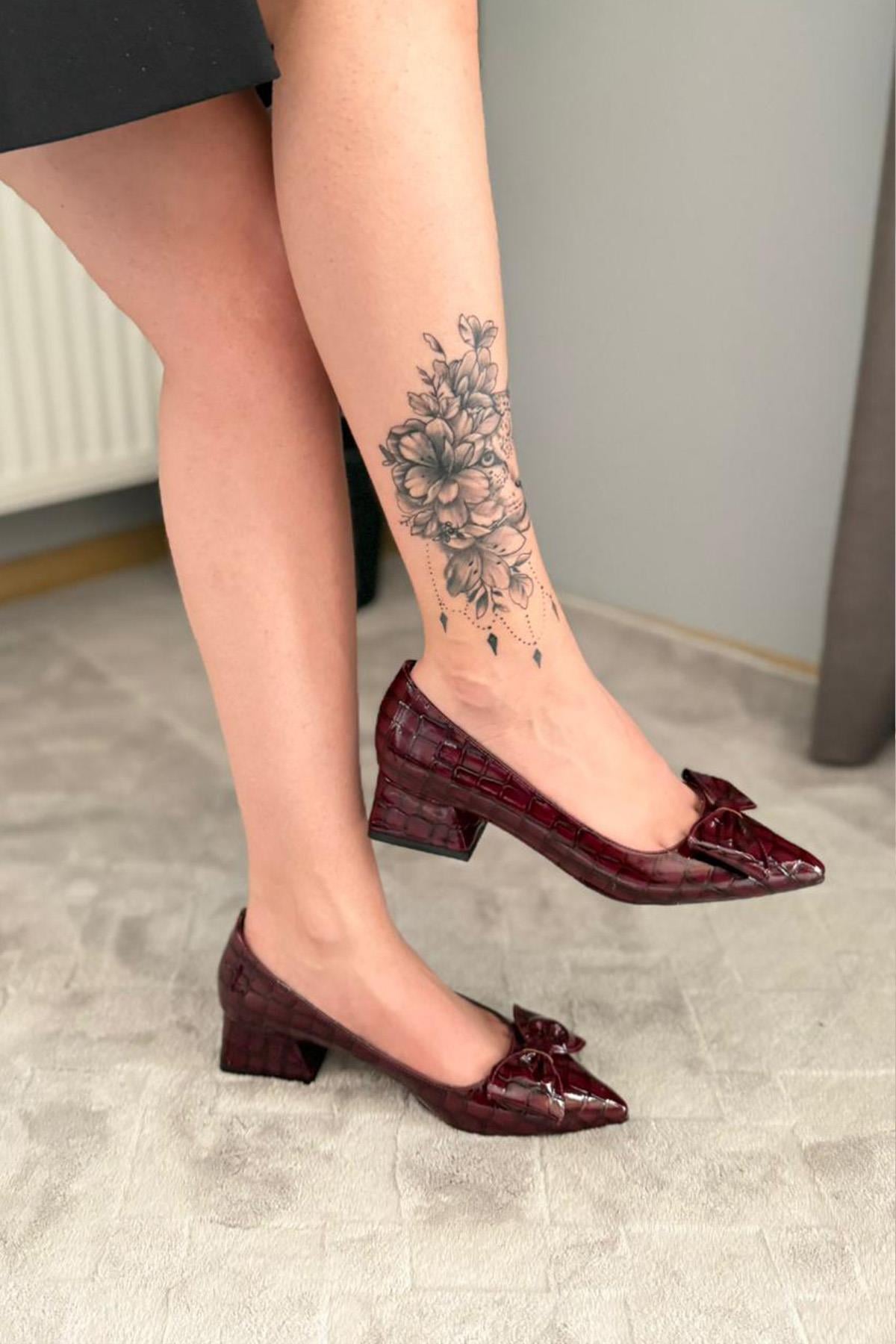 Kadın Mila Fiyonklu 3,5 cm Blok Topuklu Stiletto / Ayakkabı