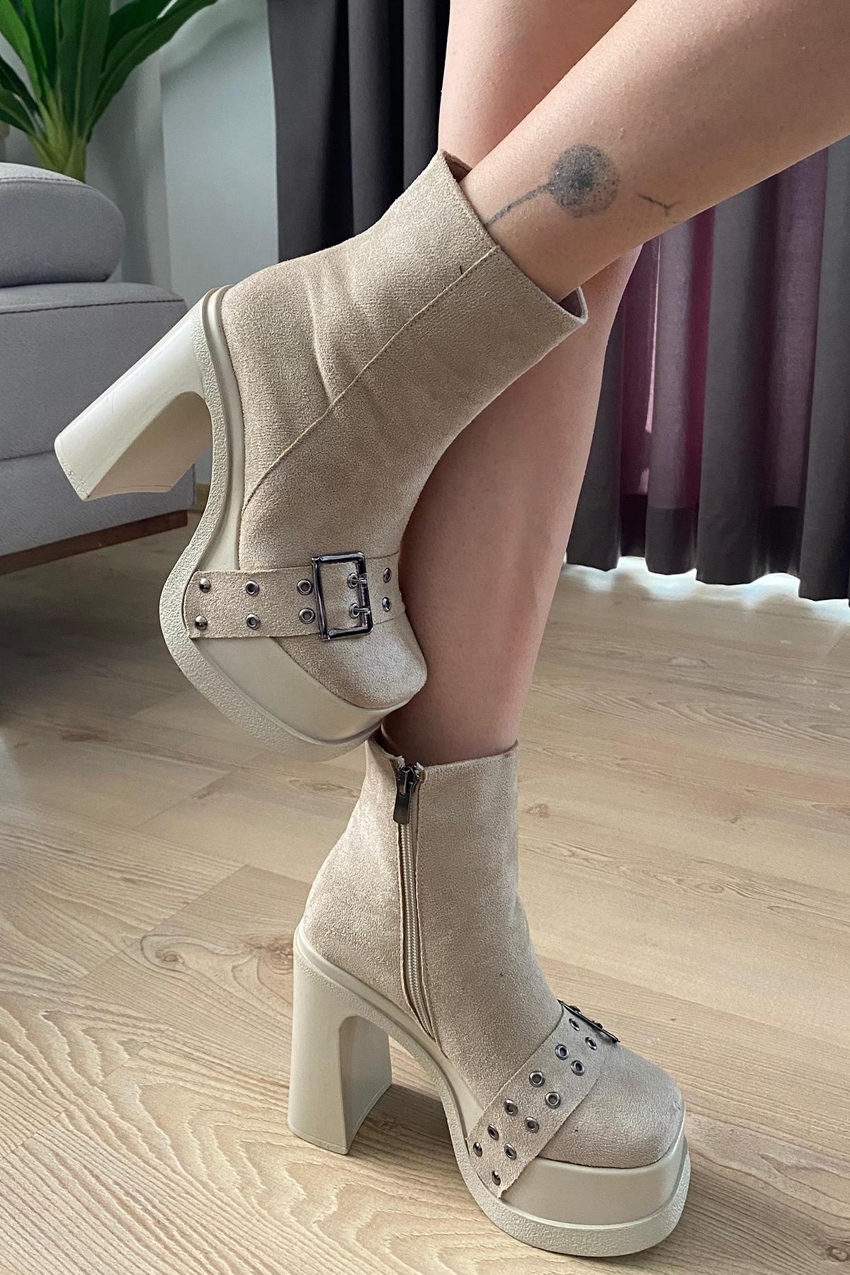 Kadın Sidney 12 cm Platform Topuklu Fermuarlı Bot