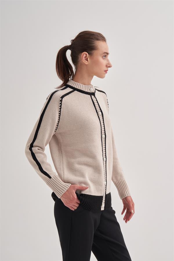 2 Renkli İntersia Hırka taşrenk