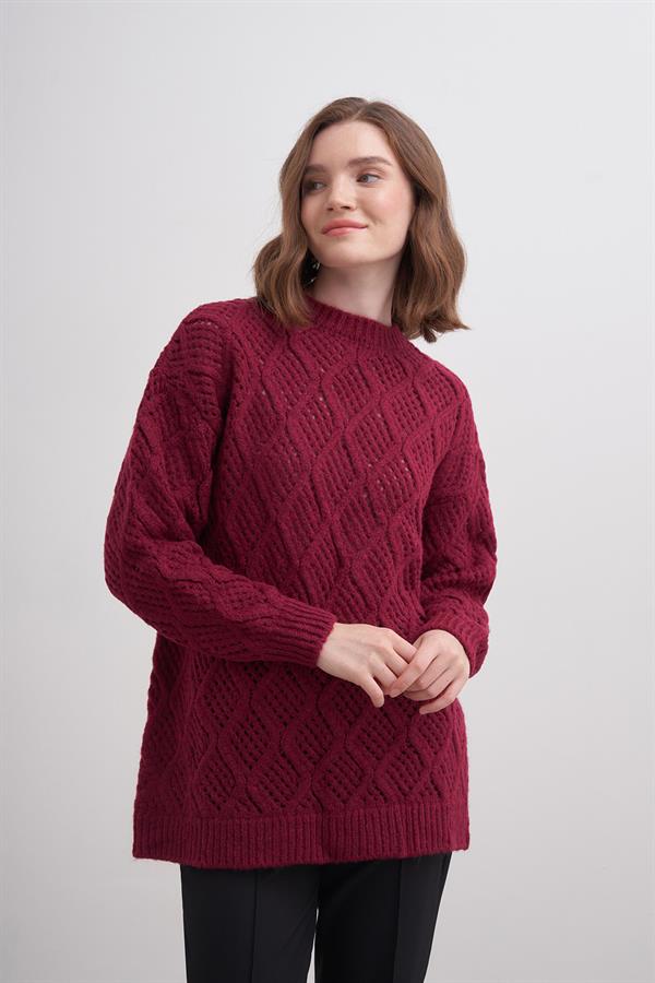 Ajur Baklava Kazak Br7029 Bordo