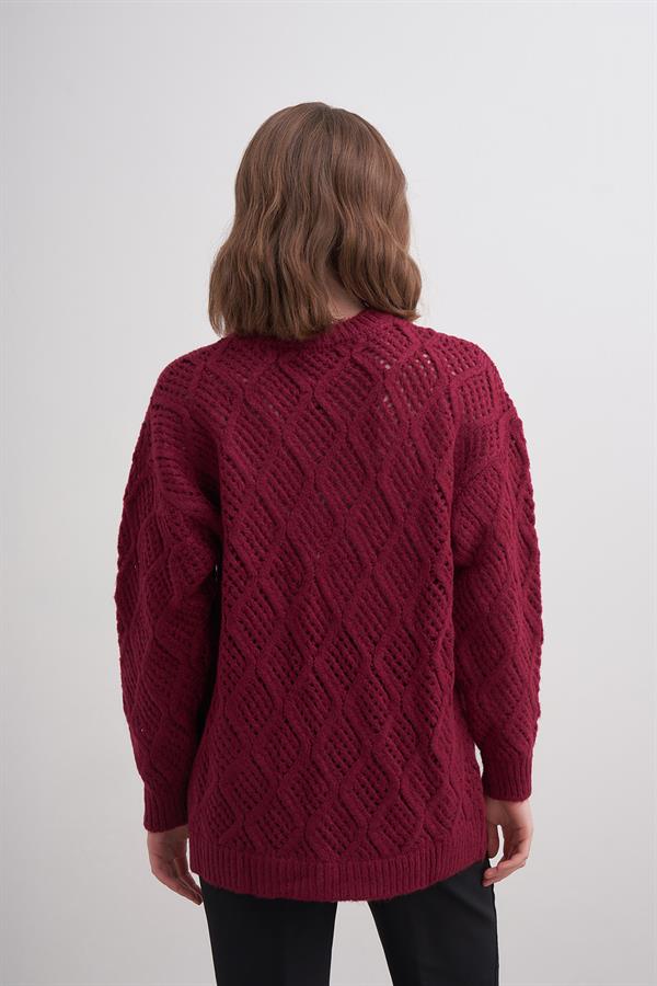 Ajur Baklava Kazak Br7029 Bordo