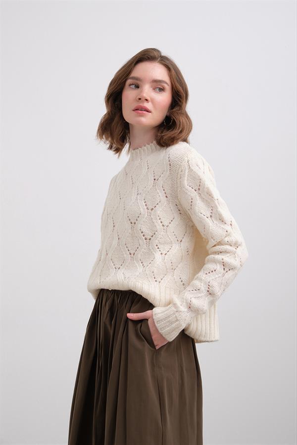 Ajur Saçlı Kazak Br7048 Ekru