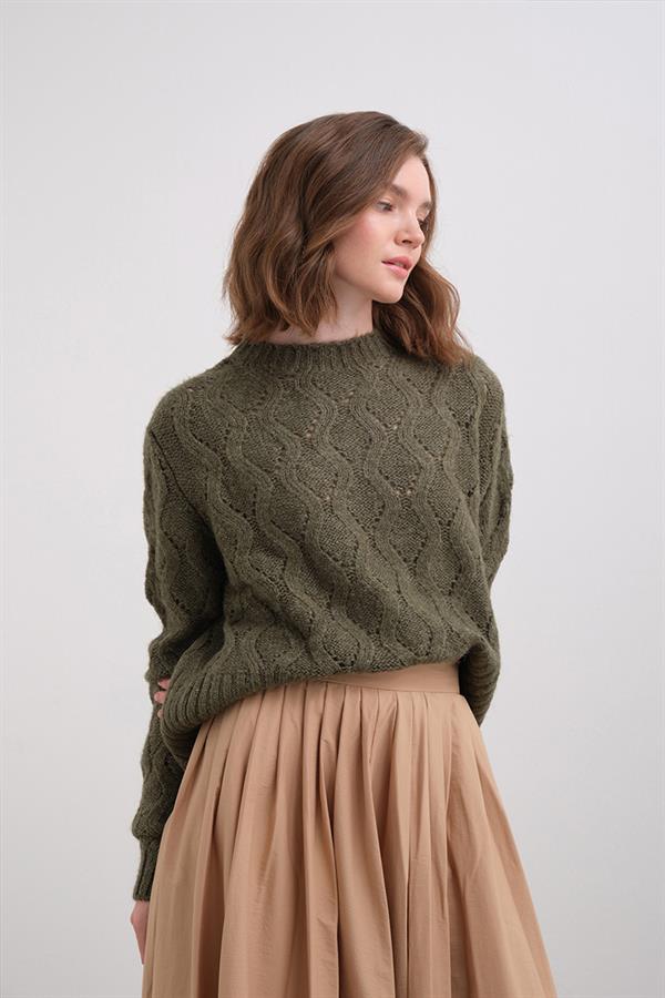 Ajur Saçlı Kazak Br7048 Haki