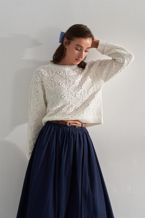 Ajurlu Kısa Kazak Ekru