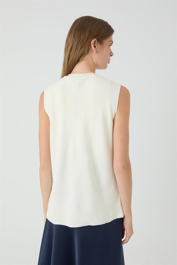 Bağcıklı Yelek Ekru