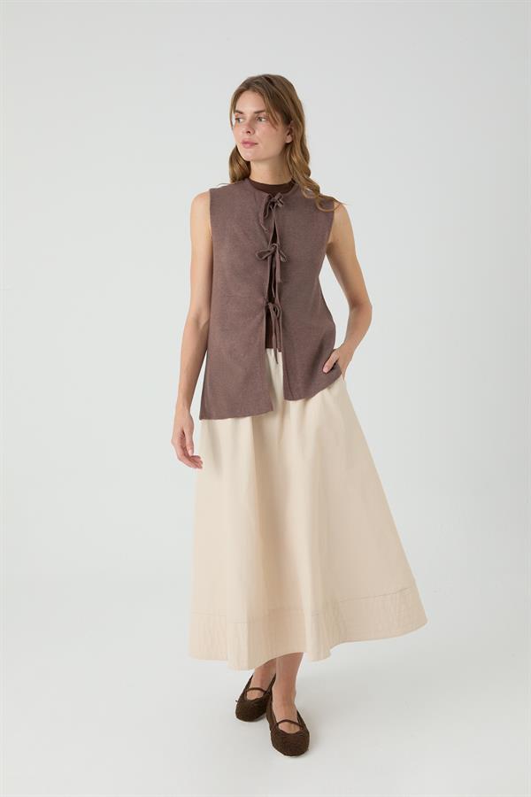 Bağcıklı Yelek Kahve