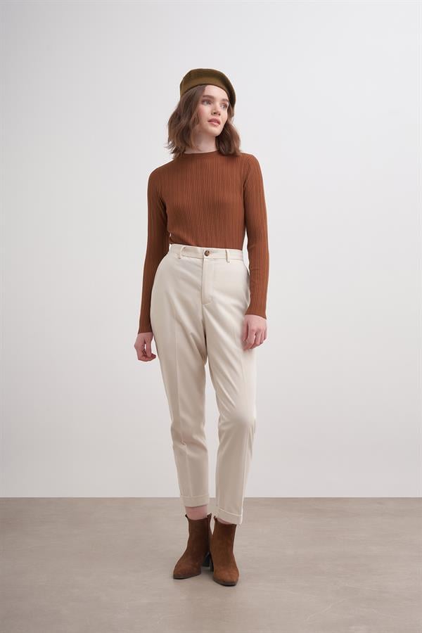 Erguvan Uzun Kollu Fitilli Triko Body Bakır