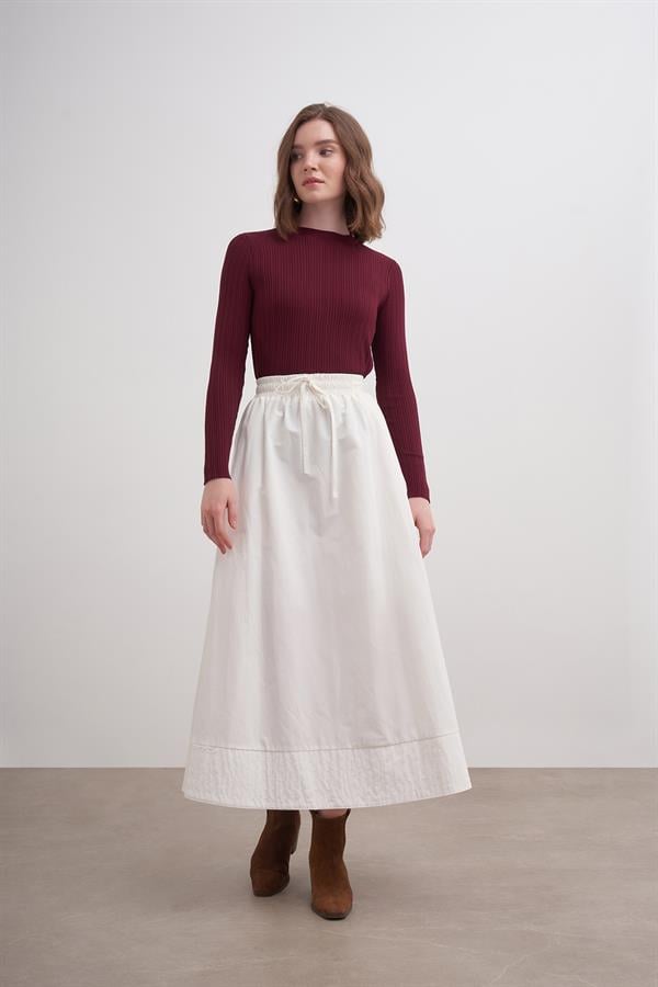 Erguvan Uzun Kollu Fitilli Triko Body Açık Bordo