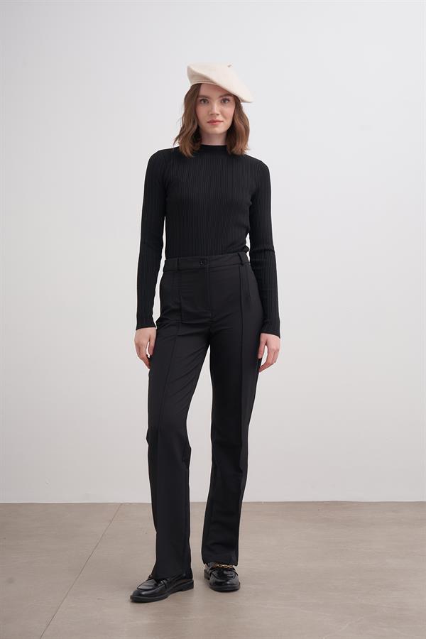 Erguvan Uzun Kollu Fitilli Triko Body Siyah