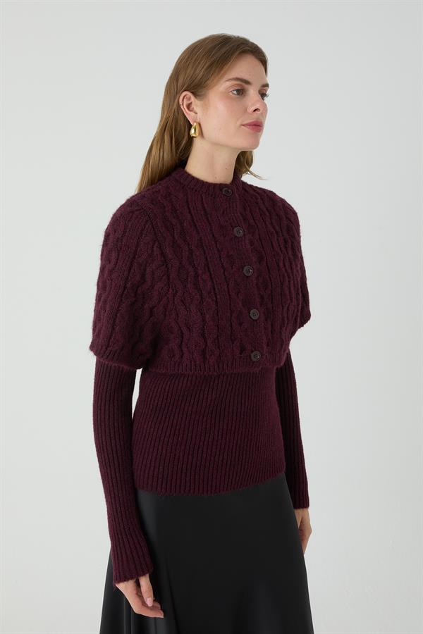 ÇINAR PELERİNLİ BODY BORDO