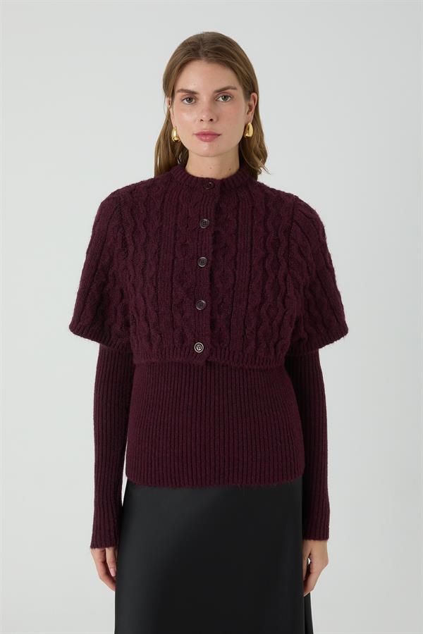 ÇINAR PELERİNLİ BODY BORDO