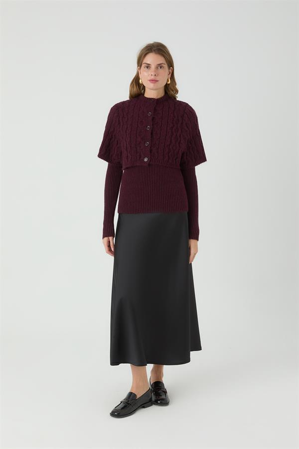 ÇINAR PELERİNLİ BODY BORDO