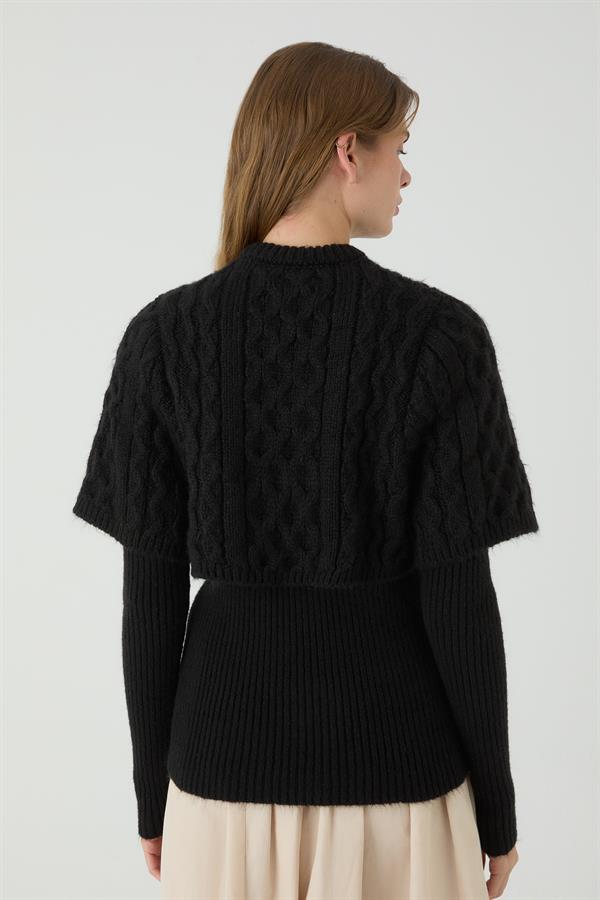 ÇINAR PELERİNLİ BODY SİYAH