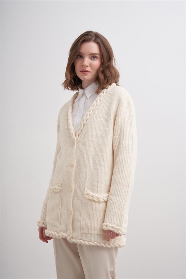 El Saçı Hırka Br7023 Ekru