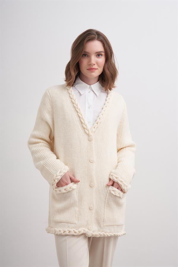 El Saçı Hırka Br7023 Ekru