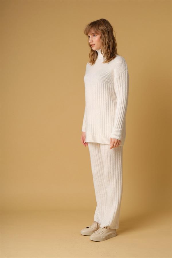 Fitilli Balıkçı Yaka Tunik Ekru