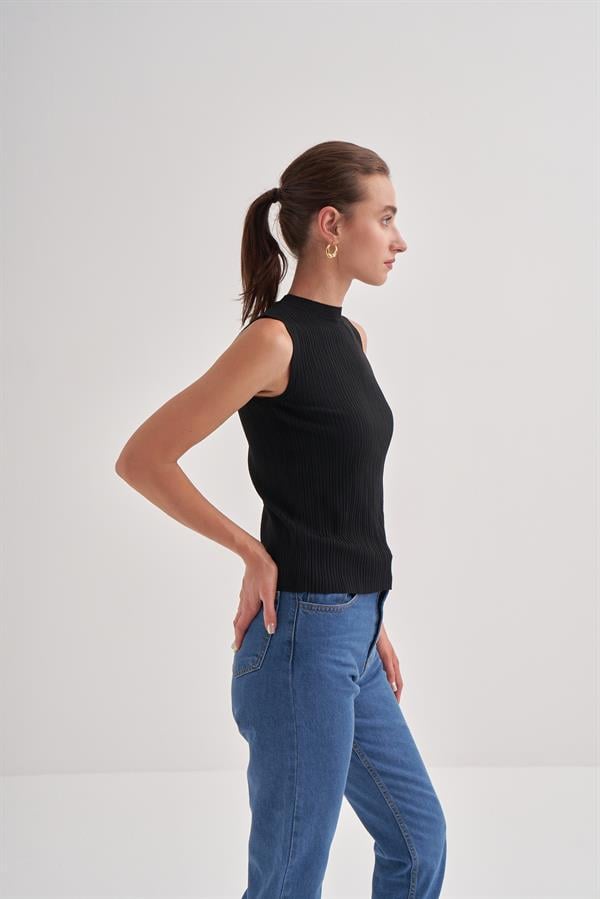 Fitilli Triko Atlet Siyah