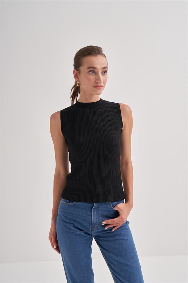 Fitilli Triko Atlet Siyah