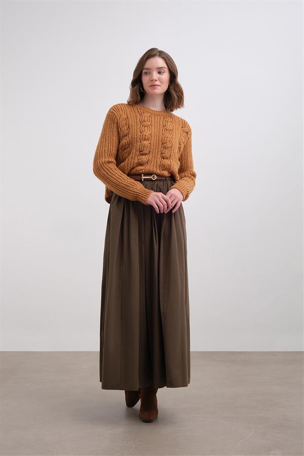 Geniş Saçlı Crop Kazak Br7028 Bakır