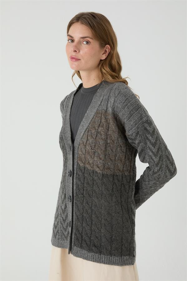 GÜRGEN İNTERSİA SAÇLI HIRKA ANTRASİT