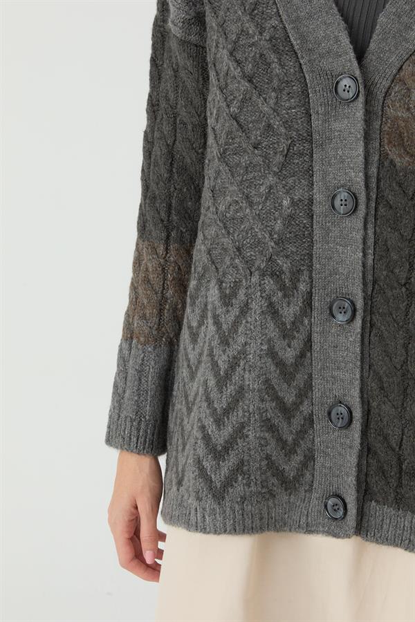 GÜRGEN İNTERSİA SAÇLI HIRKA ANTRASİT