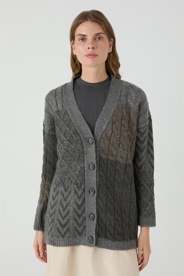 GÜRGEN İNTERSİA SAÇLI HIRKA ANTRASİT