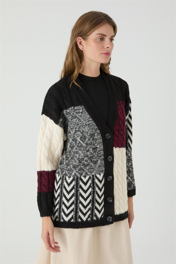 GÜRGEN İNTERSİA SAÇLI HIRKA SİYAH