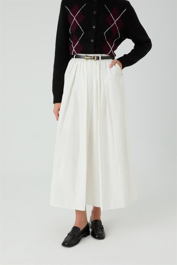 Kemerli Etek Ekru