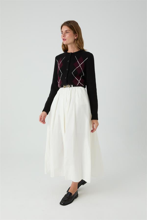 Kemerli Etek Ekru