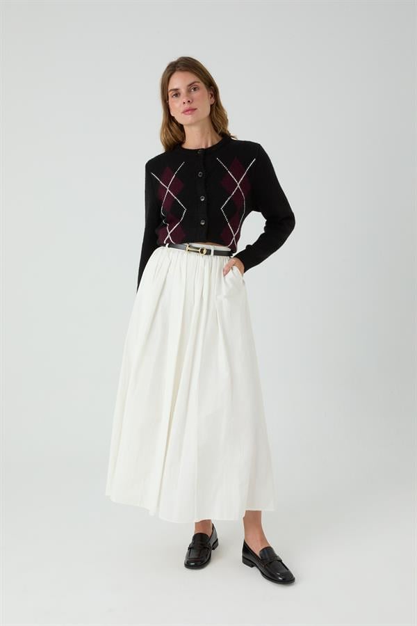 Kemerli Etek Ekru