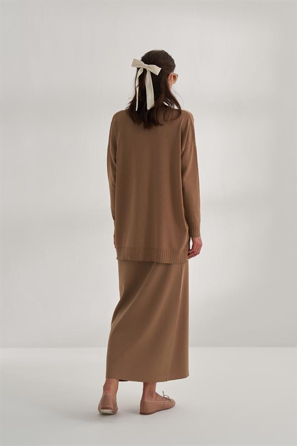 Kısa Rayon Merserize Hırka Camel