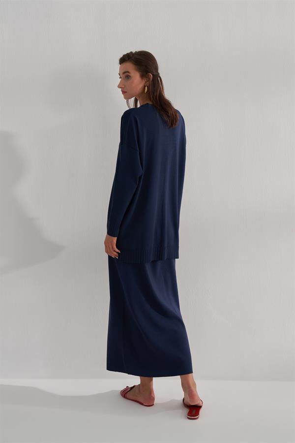 Kısa Rayon Merserize Hırka Lacivert