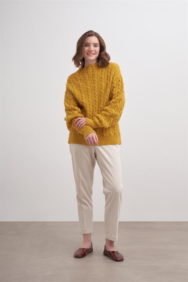 Klasik Saçlı Crop Kazak Br7004 Hardal