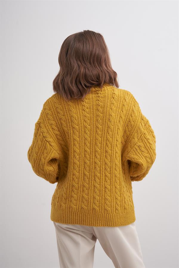 Klasik Saçlı Crop Kazak Br7004 Hardal