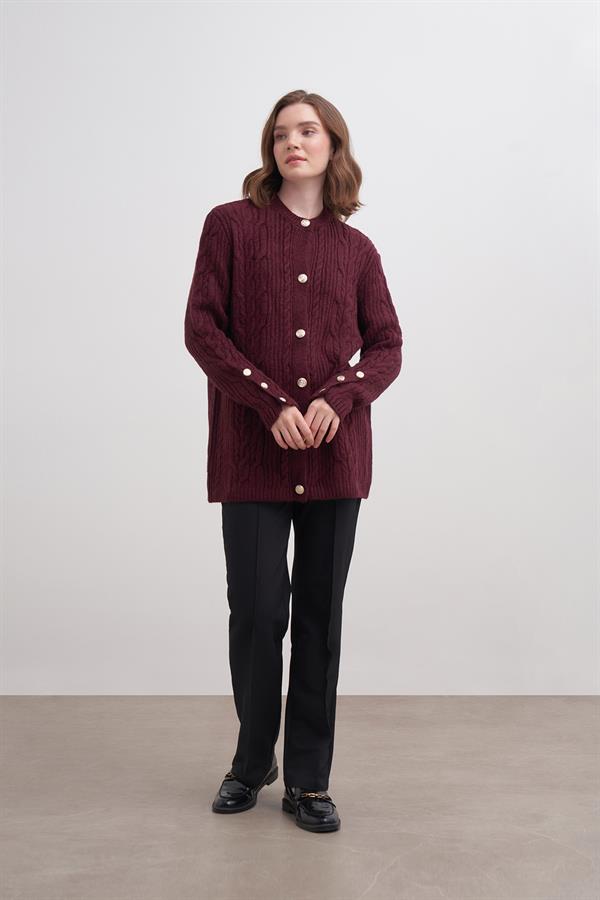 Kol Düğme Hırka Br7009 Bordo