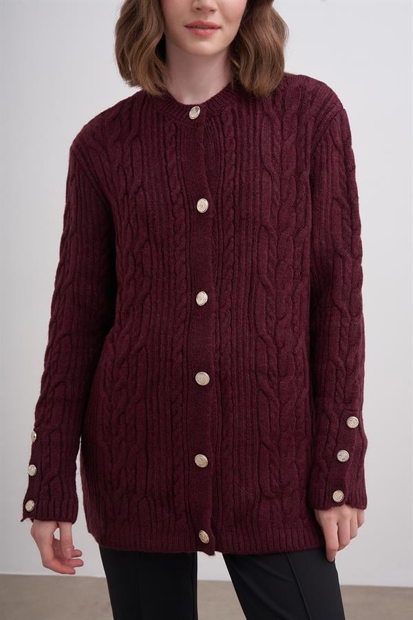 Kol Düğme Hırka Br7009 Bordo