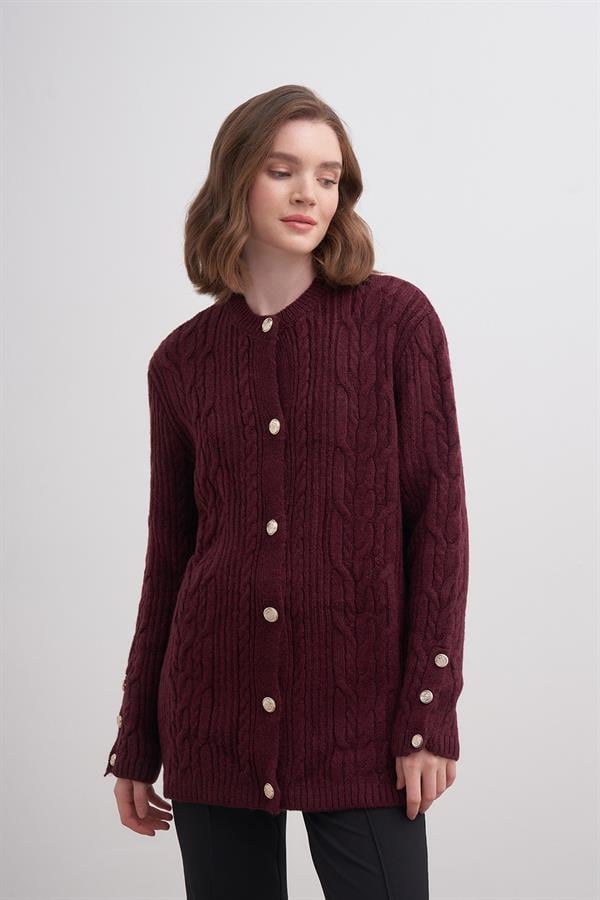 Kol Düğme Hırka Br7009 Bordo