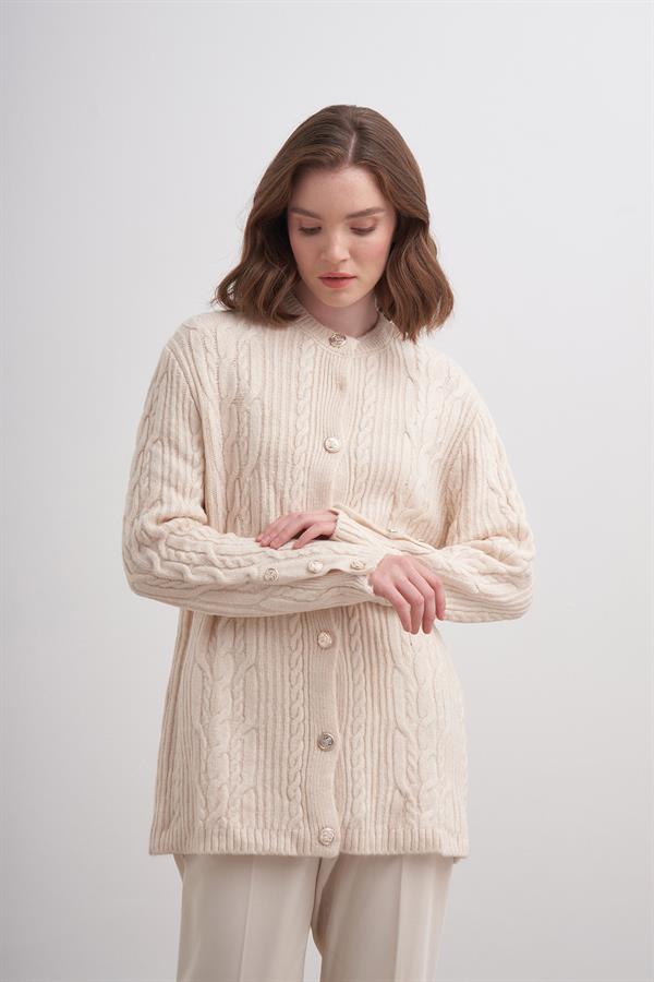 Kol Düğme Hırka Br7009 Ekru