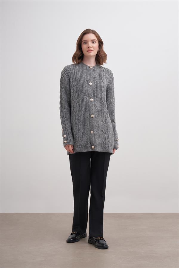 Kol Düğme Hırka Br7009 Gri