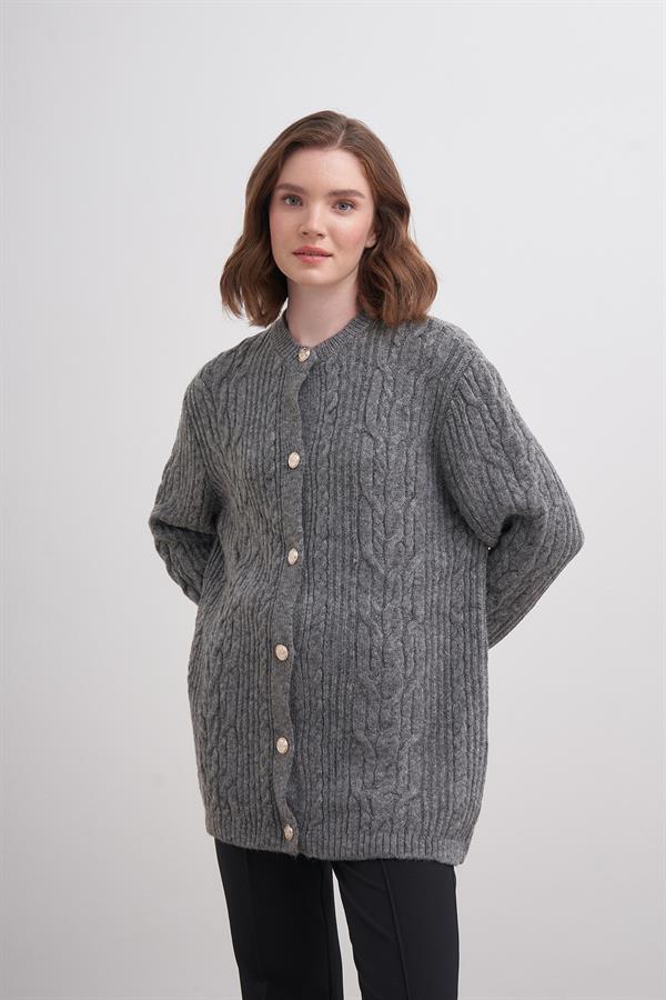 Kol Düğme Hırka Br7009 Gri