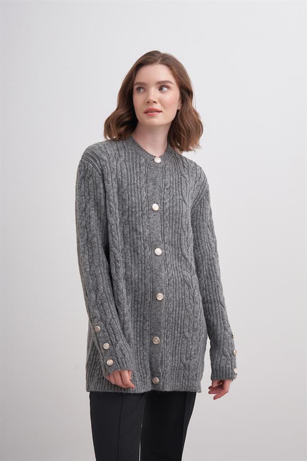 Kol Düğme Hırka Br7009 Gri