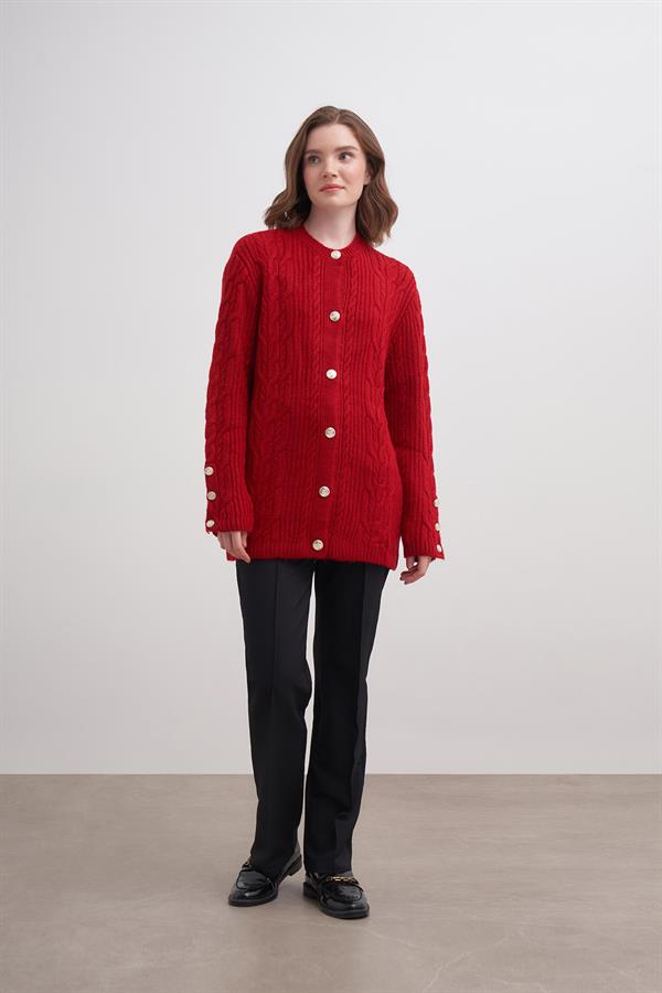 Kol Düğme Hırka Br7009 Kırmızı