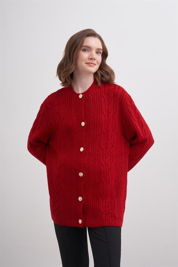 Kol Düğme Hırka Br7009 Kırmızı