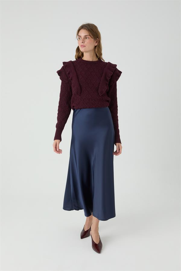 LACİVERT SATEN ETEK