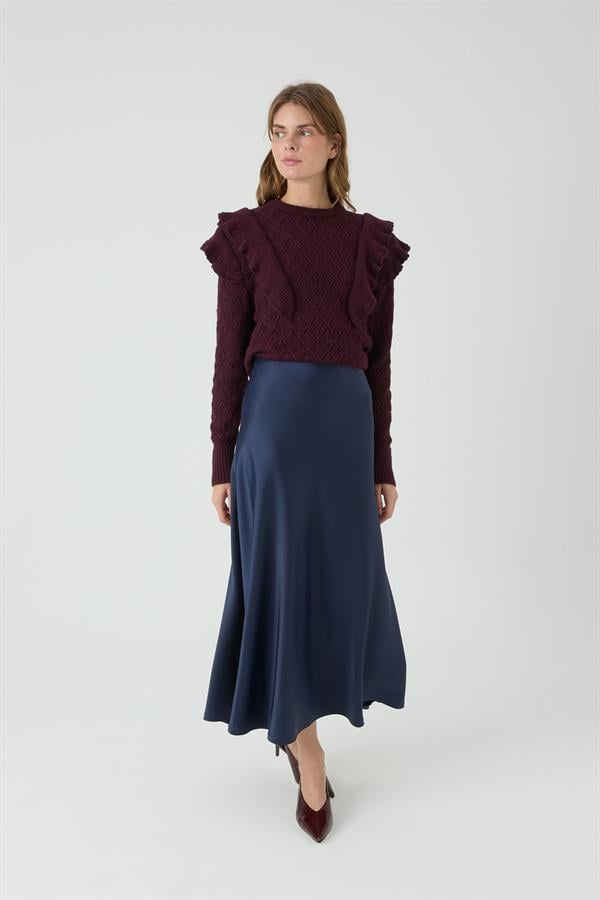 LACİVERT SATEN ETEK