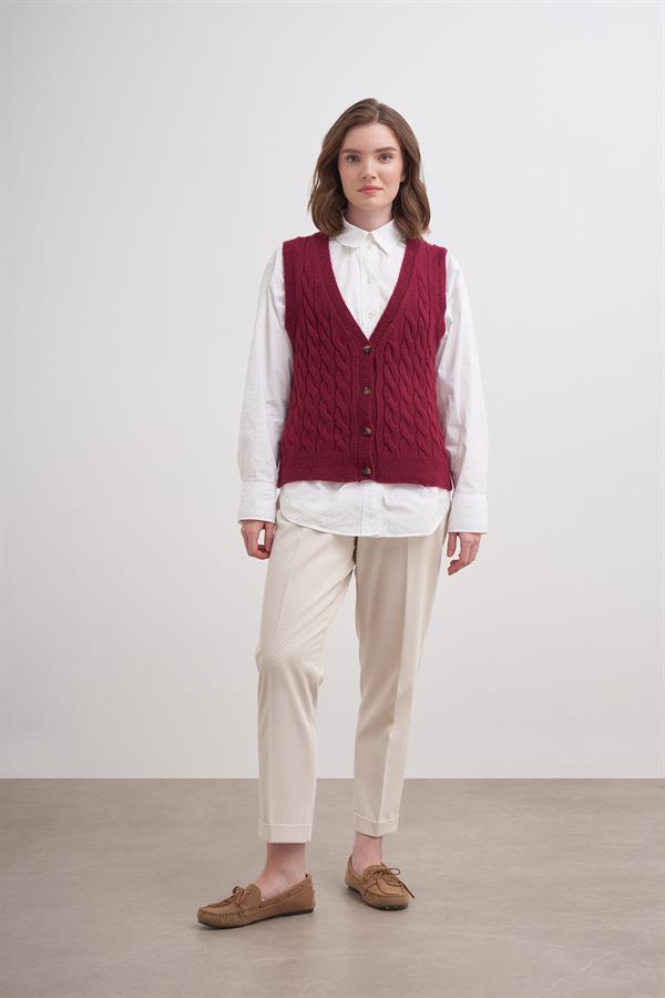 Laguna Düğmeli Süveter Br7042 Bordo