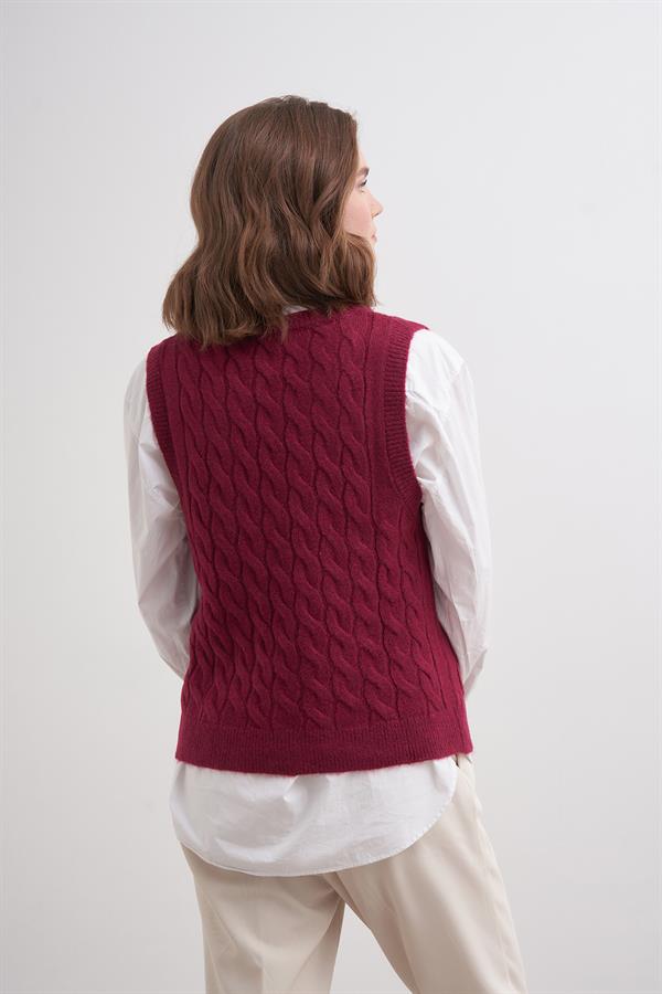 Laguna Düğmeli Süveter Br7042 Bordo